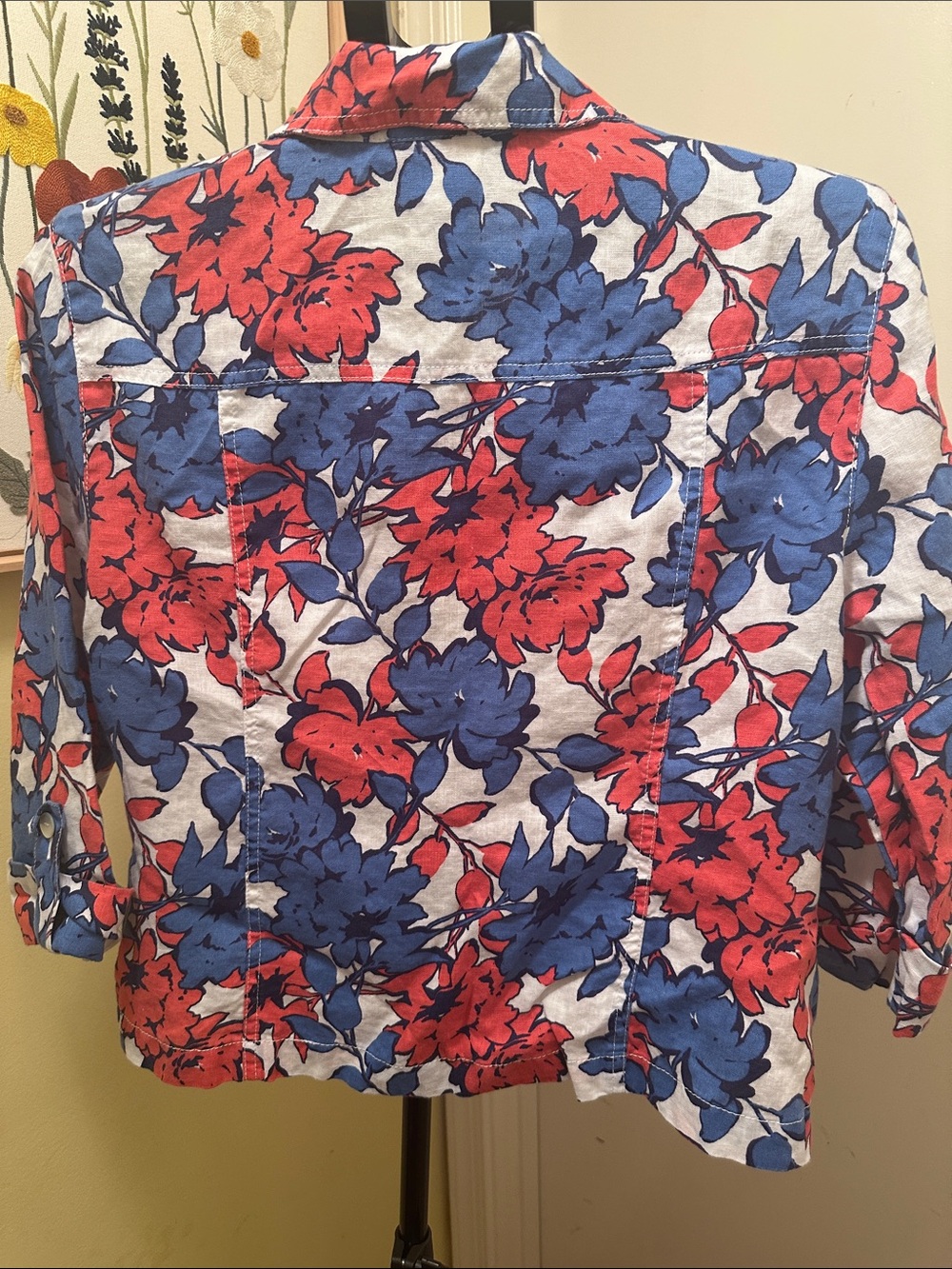 Ruby Rd. Red & Blue Floral Button-Front Shirt Jacket - Picture 3 of 4